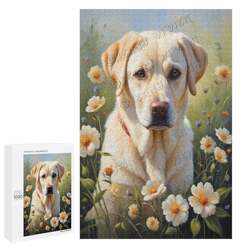 Ölgemälde Labrador-Hund mit Blume, 500 Teile für Erwachsene, Puzzle für Hundeliebhaber zum Genießen und Entspannen, Geschenk für Weihnachten, Holz, personalisierbar Ölgemälde Labrador-Hund mit Blume, 500 Teile für Erwachsene, Puzzle für Hundeliebhaber zum Genießen und Entspannen, Geschenk für Weihnachten, Holz, personalisierbar von NANVIER