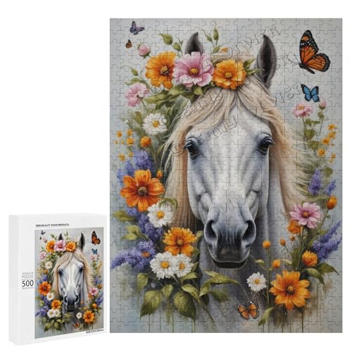 Ölgemälde Pferd mit Blume, 500 Teile – ein ansprechendes Puzzle-Erlebnis für diejenigen, die Corgis lieben, aus Holz Ölgemälde Pferd mit Blume, 500 Teile – ein ansprechendes Puzzle-Erlebnis für diejenigen, die Corgis lieben, aus Holz von NANVIER