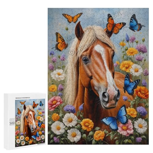 Ölgemälde Pferd mit Blume, 500-teiliges Puzzle für Erwachsene, eine lustige und entspannende Art, Ihre Liebe zu Pferden zu feiern, aus Holz, personalisierbar Ölgemälde Pferd mit Blume, 500-teiliges Puzzle für Erwachsene, eine lustige und entspannende Art, Ihre Liebe zu Pferden zu feiern, aus Holz, personalisierbar von NANVIER