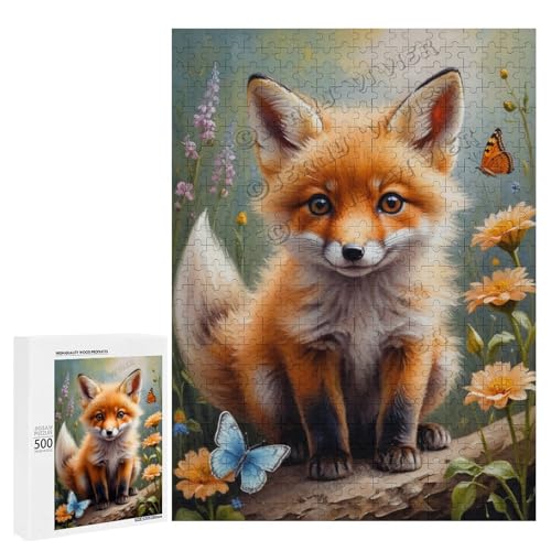 Ölgemälde-Puzzle mit Baby-Fuchs mit Blume, 500-teiliges Puzzle für Erwachsene, perfekt für Entspannung und Genuss, Holz, personalisierbar Ölgemälde-Puzzle mit Baby-Fuchs mit Blume, 500-teiliges Puzzle für Erwachsene, perfekt für Entspannung und Genuss, Holz, personalisierbar von NANVIER