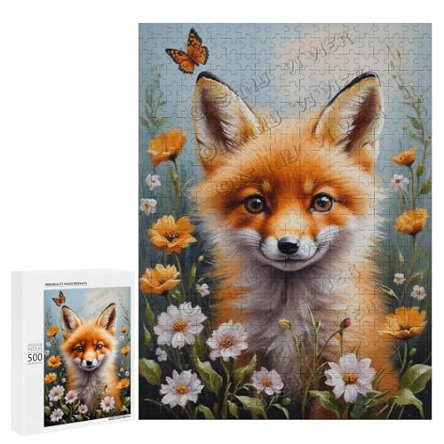Ölgemälde-Puzzle mit Baby-Fuchs mit Blume, 500-teiliges Puzzle für Erwachsene, perfekt für Entspannung und Genuss, Holz, personalisierbar Ölgemälde-Puzzle mit Baby-Fuchs mit Blume, 500-teiliges Puzzle für Erwachsene, perfekt für Entspannung und Genuss, Holz, personalisierbar von NANVIER