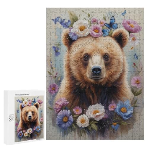 Ölgemälde-Puzzle mit Bär mit Blume, 500 Teile – ein fesselndes Puzzle-Erlebnis für diejenigen, die Dackel lieben, Holz Ölgemälde-Puzzle mit Bär mit Blume, 500 Teile – ein fesselndes Puzzle-Erlebnis für diejenigen, die Dackel lieben, Holz von NANVIER
