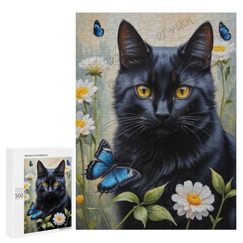 Ölgemälde-Puzzle mit schwarzer Katze und Blume, 500 Teile – ein ansprechendes Puzzle-Erlebnis für diejenigen, die Dackel lieben, Holz Ölgemälde-Puzzle mit schwarzer Katze und Blume, 500 Teile – ein ansprechendes Puzzle-Erlebnis für diejenigen, die Dackel lieben, Holz von NANVIER