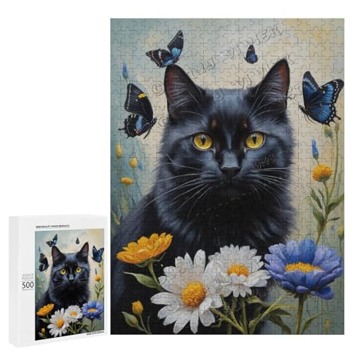 Ölgemälde Schwarze Katze mit Blume, 500-teiliges Puzzle für Erwachsene, perfekt für Familienspielabend und Katzenliebhaber, Holz, personalisierbar Ölgemälde Schwarze Katze mit Blume, 500-teiliges Puzzle für Erwachsene, perfekt für Familienspielabend und Katzenliebhaber, Holz, personalisierbar von NANVIER