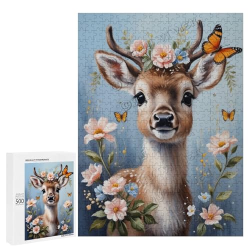 Ölgemälde mit Baby-Rentier mit Blume, 500-teiliges Rentier-Puzzle für Erwachsene, lustiges und herausforderndes Puzzle-Erlebnis, Holz, personalisierbar Ölgemälde mit Baby-Rentier mit Blume, 500-teiliges Rentier-Puzzle für Erwachsene, lustiges und herausforderndes Puzzle-Erlebnis, Holz, personalisierbar von NANVIER