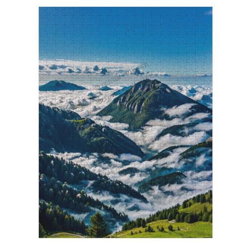 Puzzle 500 Teile, Berge Wasserfall Wasserfluss Bach Bach Landschaft Holzpuzzle für Familientreffen Aktivitäten, Puzzles für Erwachsene und Familien von NANVIER