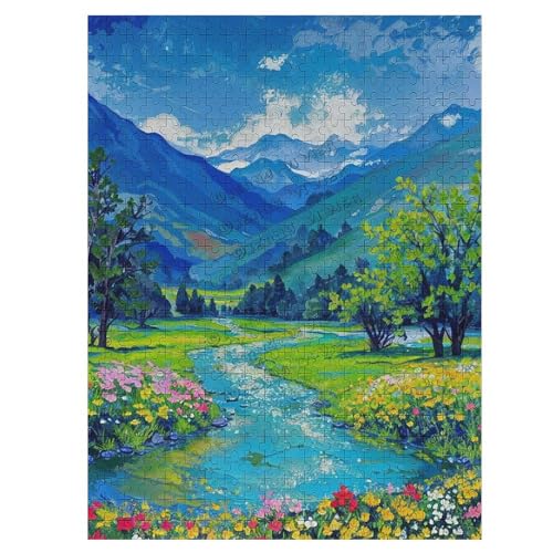 Puzzle 500 Teile für Erwachsene, Berge, Park, Bach, Ölgemälde, Holzpuzzle, klassisches Puzzle, DIY-Landschaft, Heimdekoration, intellektuelles Spiel, Wandkunst, Geschenk von NANVIER