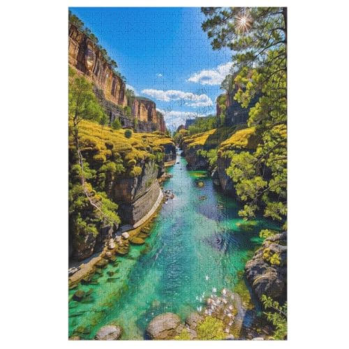 Puzzle für Erwachsene 1000 Teile, Berge Wasserfall Wasserfluss Bach Bach Landschaft Puzzle Blumenpuzzle für Erwachsene, Natur Puzzles für Wohnkultur Geschenk für Freunde Familie von NANVIER