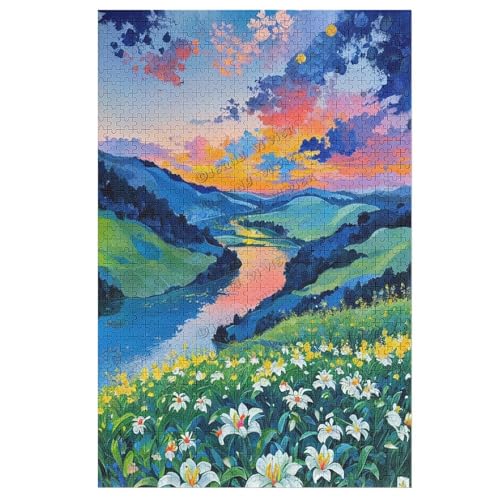 Puzzle für Erwachsene 1000 Teile Berge Park Stream Ölgemälde Landschaft Puzzle Natur Puzzle 1000 Teile Puzzles für Erwachsene und Familien Puzzle Crush von NANVIER