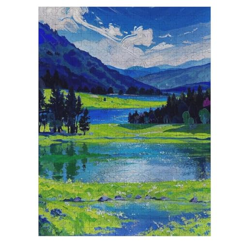 Puzzle für Erwachsene 500 Teile, Berge Park Stream Ölgemälde Landschaft Puzzle Blume Puzzles für Erwachsene, Natur Puzzles für Wohnkultur Geschenk für Freunde Familie von NANVIER