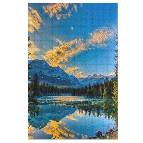 Puzzles für Erwachsene, 1000 Teile, Landschaft, Hügel, Fluss, Himmel, Szenen, Holzpuzzle, Kunst, DIY, Freizeit, Spaß, herausforderndes Puzzle, Geschenk, geeignet für Familie und Freunde von NANVIER