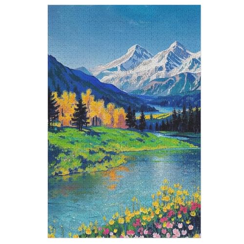 Puzzles für Erwachsene 1000 Teile Berge Park Wasserfluss Bach Bach Ölgemälde Puzzles, Natur Puzzles für Erwachsene, Landschaft Herausfordernde Puzzles für Erwachsene und Familien von NANVIER