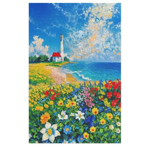 Puzzles für Erwachsene 1000 Teile Landschaft Ozean Leuchtturm Sommer Strand Puzzles Natur Puzzles für Erwachsene, Landschaft Herausfordernde Puzzles für Erwachsene und Familien von NANVIER