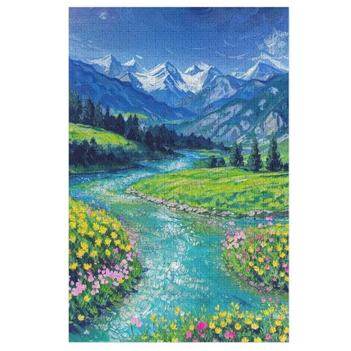 Puzzles für Erwachsene 1000 Teile Puzzles für Erwachsene - Landschaft Hügel See Szenen Ölgemälde Puzzle Spiel Geschenk für Erwachsene und Familien, Schlafzimmer Küche Badezimmer Wanddekoration von NANVIER