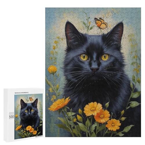Schwarze Katze mit Blume, Ölgemälde, 500-teiliges Puzzle für Erwachsene, eine lustige Herausforderung für Katzenfans, Holz, personalisierbar Schwarze Katze mit Blume, Ölgemälde, 500-teiliges Puzzle für Erwachsene, eine lustige Herausforderung für Katzenfans, Holz, personalisierbar von NANVIER