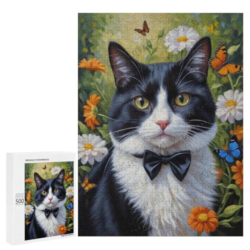 Smoking-Katze mit Blume, Ölgemälde, 500-teiliges Puzzle, eine lustige Herausforderung für Erwachsene, die Katzen lieben, aus Holz, personalisierbar Smoking-Katze mit Blume, Ölgemälde, 500-teiliges Puzzle, eine lustige Herausforderung für Erwachsene, die Katzen lieben, aus Holz, personalisierbar von NANVIER