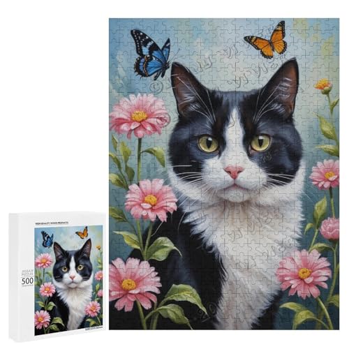 Smoking-Katze mit Blume, Ölgemälde, 500-teiliges Puzzle für Erwachsene, faszinierendes Kunstwerk für Katzenliebhaber, Holz, personalisierbar Smoking-Katze mit Blume, Ölgemälde, 500-teiliges Puzzle für Erwachsene, faszinierendes Kunstwerk für Katzenliebhaber, Holz, personalisierbar von NANVIER
