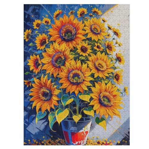 Sonnenblume Classic 500 Teile Holzpuzzle Spaß und Herausforderung Puzzle Blume Holzpuzzles für Erwachsene mit einzigartigen Teilen, Geeignet Familie Freunde Teens von NANVIER