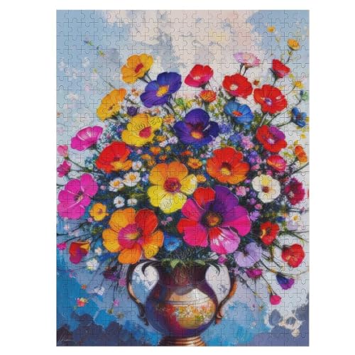 Vintage Blumenpuzzle für Erwachsene, 500 Teile, Sonnenblumen-Ölgemälde-Puzzle, Holzpuzzle, malerisches herausforderndes Puzzle für Erwachsene und Familien, Schlafzimmer, Wohnzimmer, Küche Dekor von NANVIER