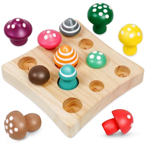 Holzspielzeug für Kleinkinder ab 3 Jahren – Montessori-Holz-Lernspielzeug, lustiges Vorschulspielzeug, Farbsortierung, Pilz-Stapelpuzzle, passende Spiele, ideales Osterkorbfüller, Geschenk für Kinder Holzspielzeug für Kleinkinder ab 3 Jahren – Montessori-Holz-Lernspielzeug, lustiges Vorschulspielzeug, Farbsortierung, Pilz-Stapelpuzzle, passende Spiele, ideales Osterkorbfüller, Geschenk für Kinder von NAODONGLI