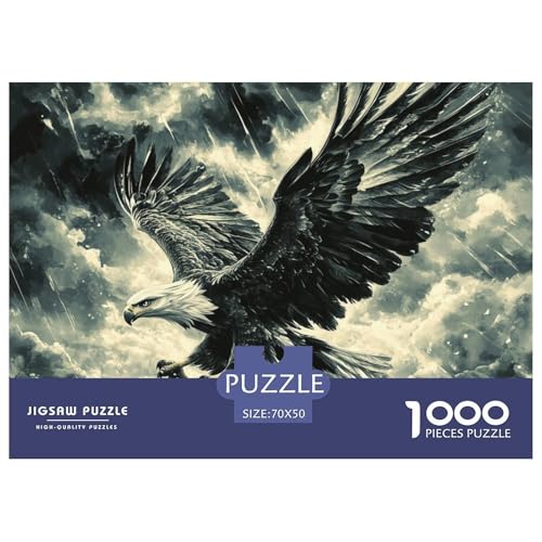 Adler Puzzles 1000 Teile Puzzles 70x50cm/1000pcs Für Erwachsene Und Kinder Schwarz und weißer Himmel Pädagogisches Familienpuzzle DIY Karton von NAOFEKUID