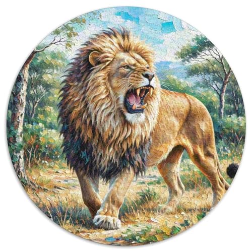 Afrikanischer Löwe Puzzle Rund Puzzles 1000 Teile Circular Puzzle 1000pcs (67.5x67.5cm) Für Erwachsene Und Kinder Tierwelt Pädagogisches Familienpuzzle DIY Karton von NAOFEKUID