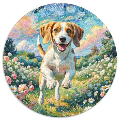 Beagle Hund Puzzle Rund Puzzles 1000 Teile Circular Puzzles 1000pcs (67.5x67.5cm) Für Erwachsene Kinder Tierschöne Haustiere Pädagogisches Kreative DIY Karton von NAOFEKUID