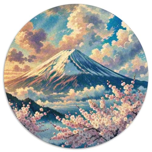 Berg Fuji Puzzles Rundes Puzzle 1000 Teile Circular Puzzle 1000pcs (67.5x67.5cm) Für Erwachsene Kinder Schöne Landschaft Pädagogisches Familienpuzzle DIY Karton von NAOFEKUID