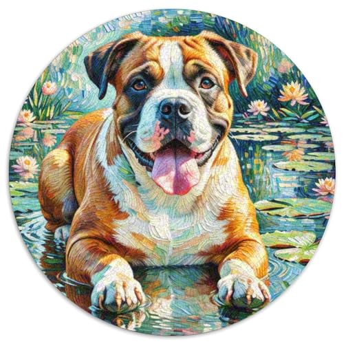 Boxer Hund Puzzle Rund Puzzles 1000 Teile Circular Puzzle 1000pcs (67.5x67.5cm) Für Erwachsene Und Kinder Tierschöne Haustiere Stressabbau Spielzeug Kreative DIY Karton von NAOFEKUID