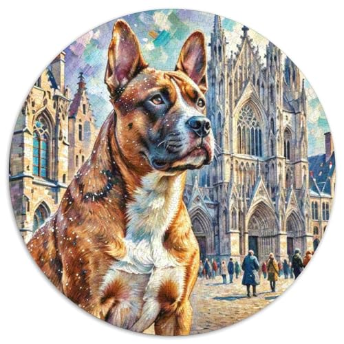 Boxer Hund Puzzle Rundes Puzzle 1000 Teile Circular Puzzles 1000pcs (67.5x67.5cm) Für Erwachsene Und Kinder Tierschöne Haustiere Stressabbau Spielzeug Kreative DIY Karton von NAOFEKUID