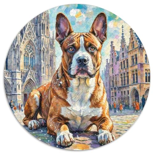 Boxer Hund Puzzles Rundes Puzzle 1000 Teile Circular Puzzle 1000pcs (67.5x67.5cm) Für Erwachsene Kinder Tierschöne Haustiere Stressabbau Spielzeug Kreative DIY Karton von NAOFEKUID