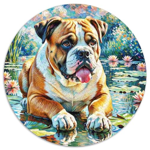 Boxer Hund Puzzles Rundes Puzzle 1000 Teile Circular Puzzle 1000pcs (67.5x67.5cm) Für Erwachsene Und Kinder Tierschöne Haustiere Pädagogisches Familienpuzzle DIY Karton von NAOFEKUID