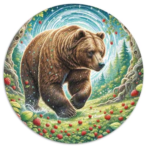 Braun Bär Puzzles Rundes Puzzle 1000 Teile Circular Puzzle 1000pcs (67.5x67.5cm) Für Erwachsene Und Kinder Tierwelt Stressabbau Spielzeug Familienpuzzle DIY Karton von NAOFEKUID