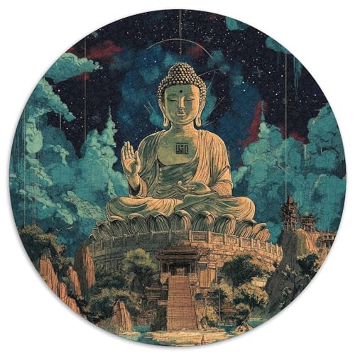 Buddha Puzzle Rundes Puzzle 1000 Teile Circular Puzzles 1000pcs (67.5x67.5cm) Für Erwachsene Kinder Pädagogisches Kreative DIY Karton von NAOFEKUID