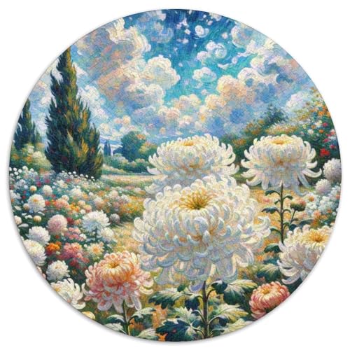 Chrysanthemen Puzzle Rund Puzzles 1000 Teile Circular Puzzle 1000pcs (67.5x67.5cm) Für Erwachsene Kinder Schöne Landschaft Pflanze Pädagogisches Familienpuzzle DIY Karton von NAOFEKUID