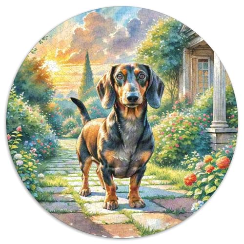 Dachshund Puzzles Rundes Puzzle 1000 Teile Circular Puzzles 1000pcs (67.5x67.5cm) Für Erwachsene Und Kinder Tierschöne Haustiere Pädagogisches Kreative DIY Karton von NAOFEKUID