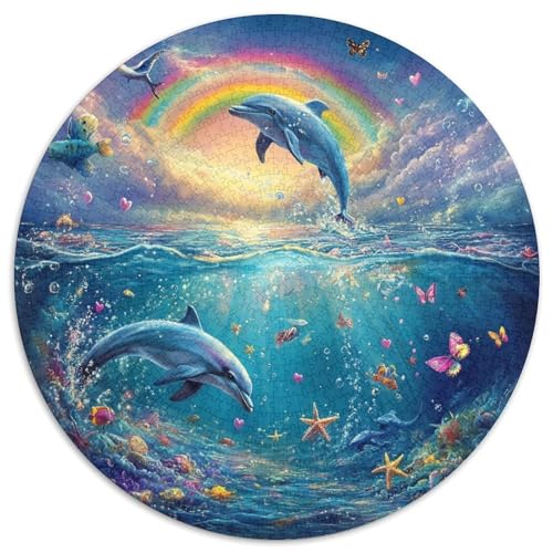 Delphin Puzzle Rund Puzzles 1000 Teile Circular Puzzles 1000pcs (67.5x67.5cm) Für Erwachsene Und Kinder Stressabbau Spielzeug Familienpuzzle DIY Karton von NAOFEKUID