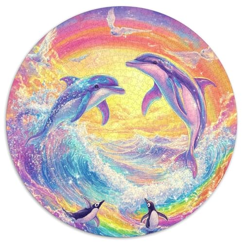 Delphin Puzzles Rundes Puzzle 1000 Teile Circular Puzzles 1000pcs (67.5x67.5cm) Für Erwachsene Kinder Pädagogisches Familienpuzzle DIY Karton von NAOFEKUID
