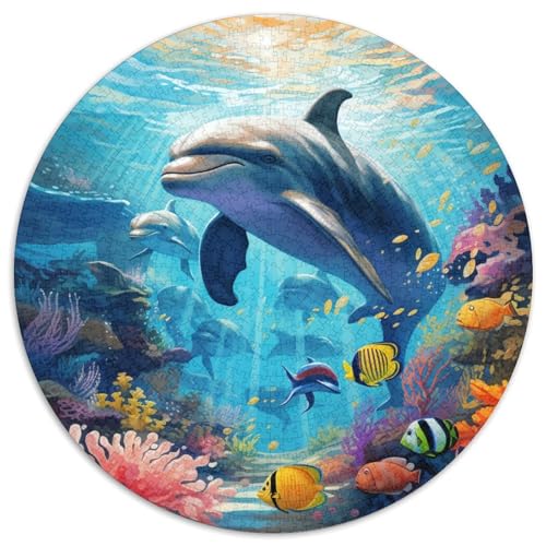 Delphins Puzzle Rund Puzzles 1000 Teile Circular Puzzles 1000pcs (67.5x67.5cm) Für Erwachsene Und Kinder Stressabbau Spielzeug Familienpuzzle DIY Karton von NAOFEKUID