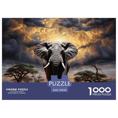 Der hyperrealistische Elefant Puzzles 1000 Teile Puzzle 70x50cm/1000pcs Für Erwachsene Kinder Stressabbau Spielzeug Familienpuzzle DIY Karton von NAOFEKUID