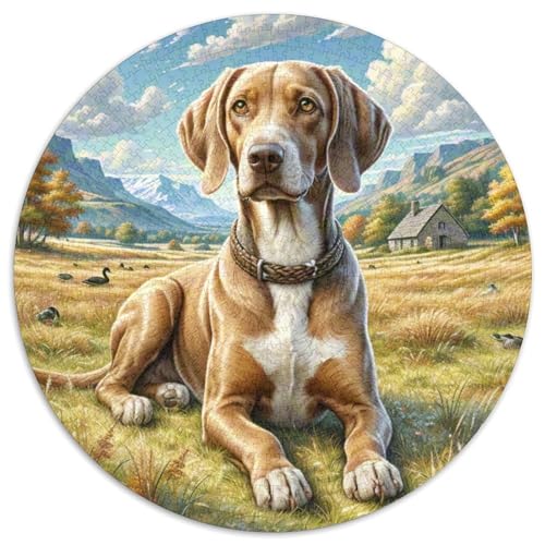 Deutscher kurzhaariger Zeiger Puzzles Rundes Puzzle 1000 Teile Circular Puzzle 1000pcs (67.5x67.5cm) Für Erwachsene Kinder Tier niedliche Haustiere Pädagogisches Familienpuzzle DIY Karton von NAOFEKUID