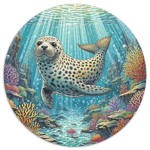 Dichtung Puzzles Rundes Puzzle 1000 Teile Circular Puzzles 1000pcs (67.5x67.5cm) Für Erwachsene Kinder Tierwelt Stressabbau Spielzeug Familienpuzzle DIY Karton von NAOFEKUID