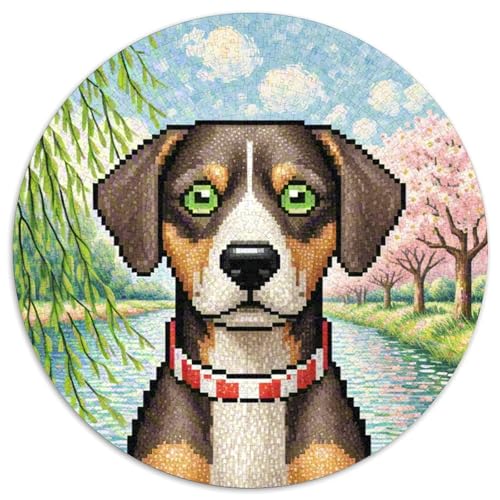 Dobie Hund Puzzles Rundes Puzzle 1000 Teile Circular Puzzle 1000pcs (67.5x67.5cm) Für Erwachsene Und Kinder Tierschöne Haustiere Stressabbau Spielzeug Familienpuzzle DIY Karton von NAOFEKUID