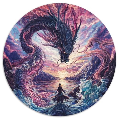 Drachen Puzzles Rundes Puzzle 1000 Teile Circular Puzzles 1000pcs (67.5x67.5cm) Für Erwachsene Und Kinder Stressabbau Spielzeug Familienpuzzle DIY Karton von NAOFEKUID