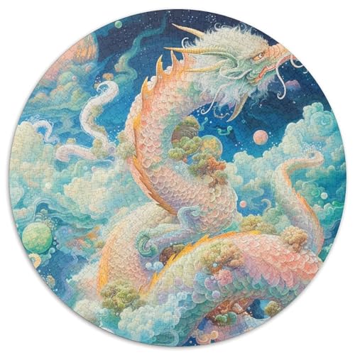 Drachen Puzzles Rundes Puzzle 1000 Teile Circular Puzzles 1000pcs (67.5x67.5cm) Für Erwachsene Und Kinder Stressabbau Spielzeug Familienpuzzle DIY Karton von NAOFEKUID