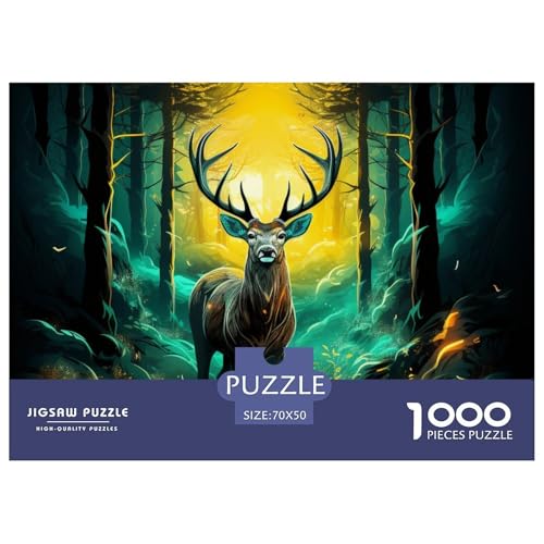 Dschungel Elch Puzzles 1000 Teile Puzzles 70x50cm/1000pcs Für Erwachsene Und Kinder Stressabbau Spielzeug Kreative DIY Karton von NAOFEKUID