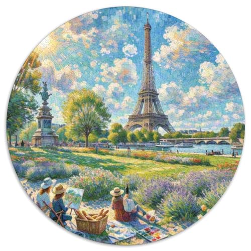 Eiffelturm Puzzle Rund Puzzles 1000 Teile Circular Puzzles 1000pcs (67.5x67.5cm) Für Erwachsene Kinder Schöne Landschaft Pädagogisches Kreative DIY Karton von NAOFEKUID