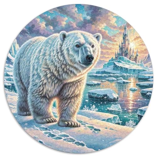 Eisbär Puzzle Rundes Puzzle 1000 Teile Circular Puzzles 1000pcs (67.5x67.5cm) Für Erwachsene Und Kinder Tierwelt Stressabbau Spielzeug Kreative DIY Karton von NAOFEKUID