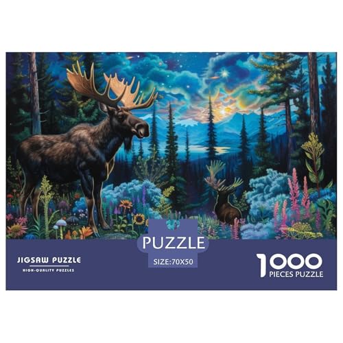 Elch Puzzle 1000 Teile Puzzles 70x50cm/1000pcs Für Erwachsene Und Kinder Pädagogisches Familienpuzzle DIY Karton von NAOFEKUID