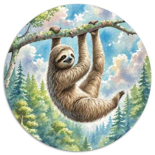 Faulheit Puzzles Rundes Puzzle 1000 Teile Circular Puzzles 1000pcs (67.5x67.5cm) Für Erwachsene Kinder Tierwelt Stressabbau Spielzeug Kreative DIY Karton von NAOFEKUID